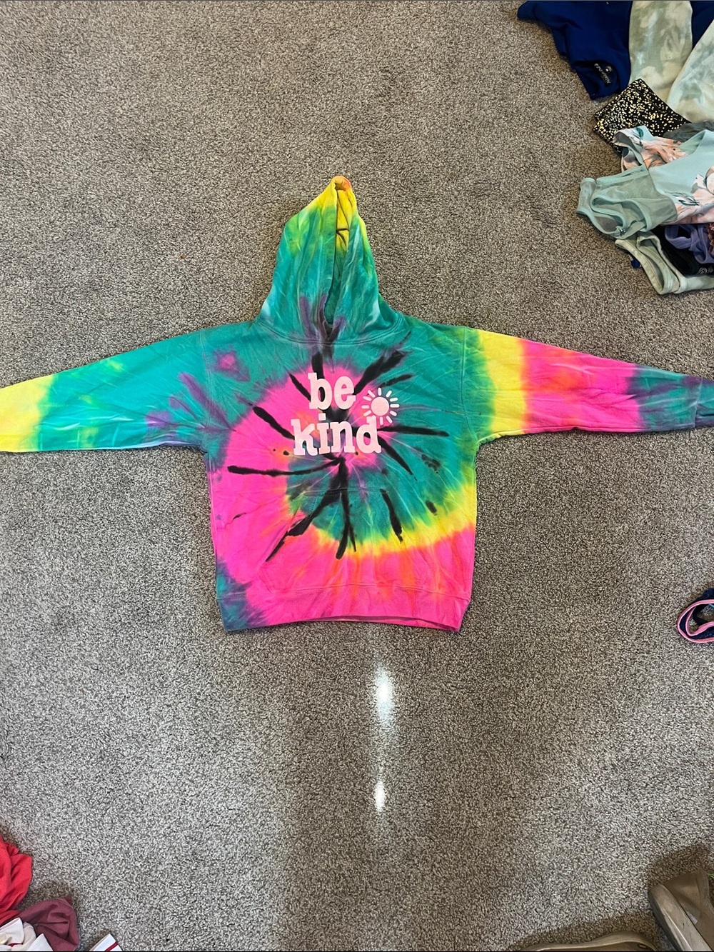 Kids Tie-Dye "Be Kind" Hooded Sweatshirt - Multicolor